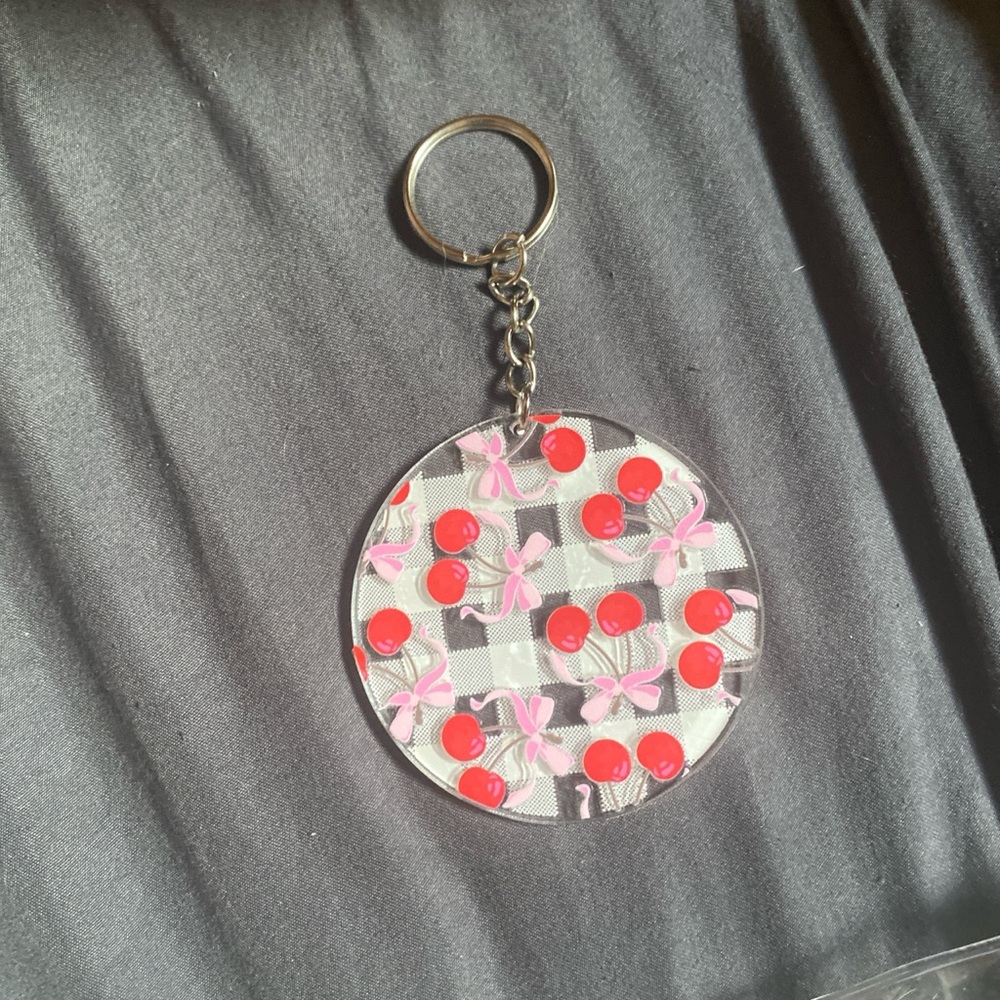 Cherry and Bow Keychain